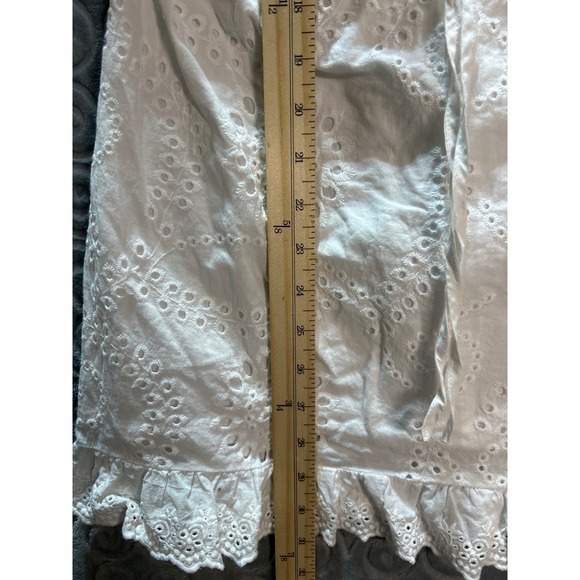 LOST‎ WANDER White Eyelet Puff Sleeve Ruffle Mini Dress Size Medium - Picture 4 of 7